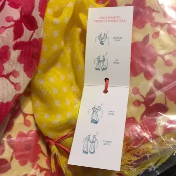 Lindsay Phillips Linden Pink Yellow Scarf - Picture 4 of 4